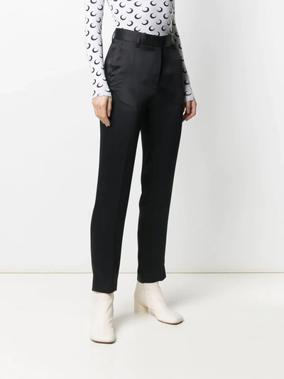 Shop Mm6 Maison Margiela High-waisted Satin Trousers In Black