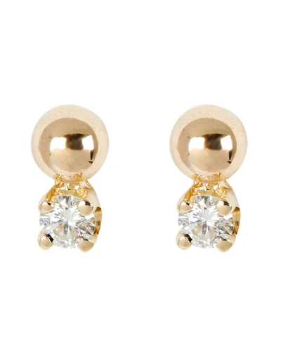 Shop Zoë Chicco Diamond Stud Earrings In Gold