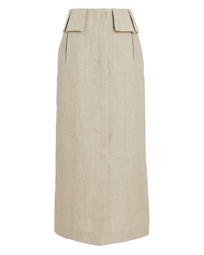 Shop Matthew Bruch Linen Cargo Midi Skirt In Ivory
