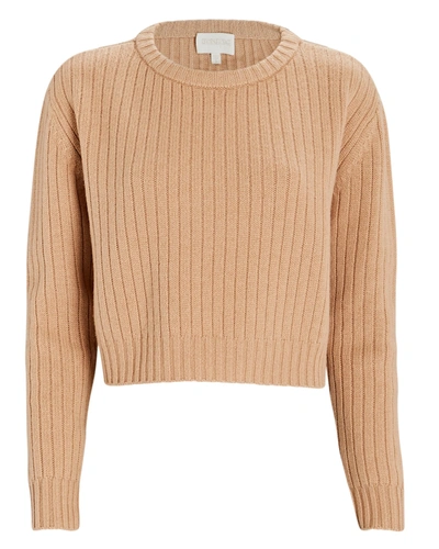 Shop Divine Héritage Cropped Wool-cashmere Sweater In Brown