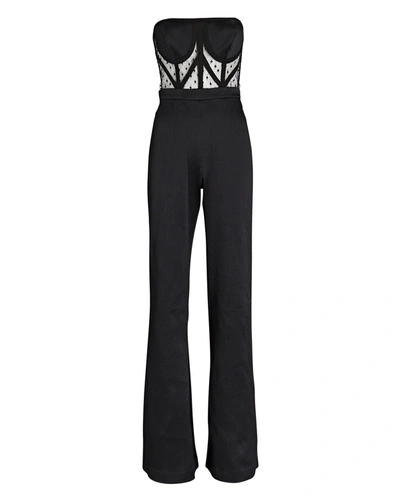 Shop Alexis Lauren Strapless Lace Wide-leg Jumpsuit In Black