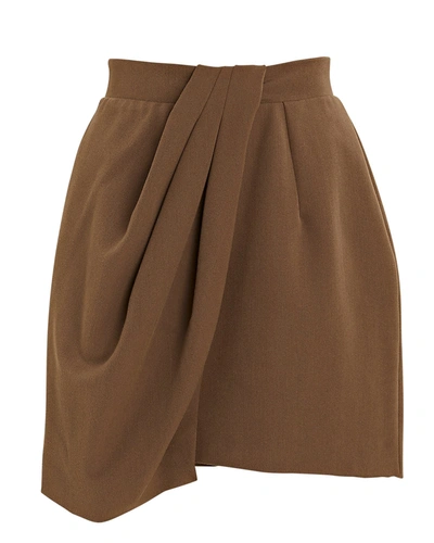 Shop Sara Battaglia Draped Mini Skirt In Brown