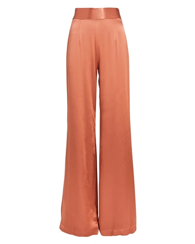 Shop Galvan Lido Wide-leg Satin Pants In Orange