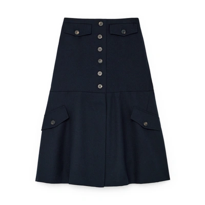 Shop Victoria Beckham Utility Flare Skirt In Navy