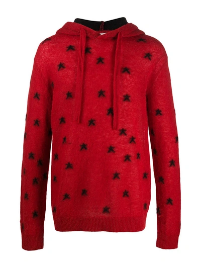 Shop Laneus Red/black Alpaca-merino Hoodie In Rosso