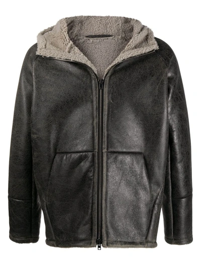 Shop Salvatore Santoro Black Ovine Leather Jacket In Grigio