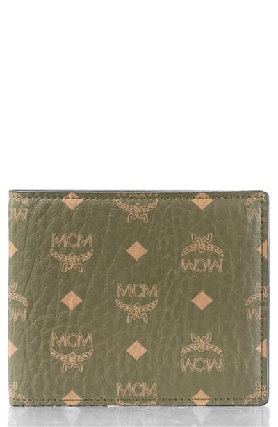 Shop Mcm Visetos Original Coated Canvas Bifold Wallet In Sea Turtle