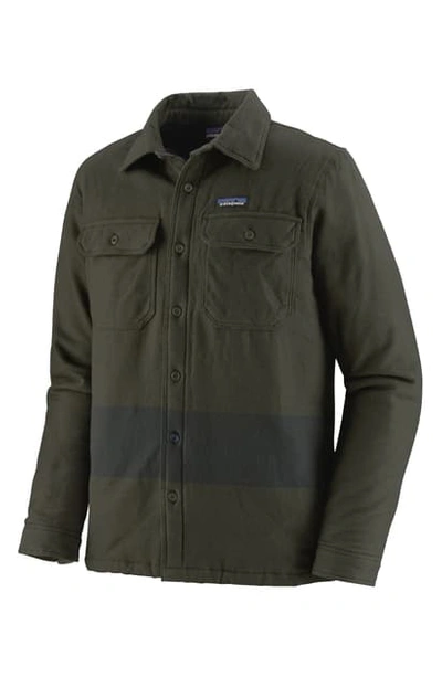 Shop Patagonia 'fjord' Flannel Shirt Jacket In Olive