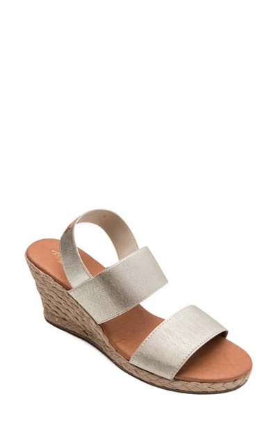 Shop Andre Assous Allison Wedge Sandal In Platino