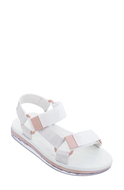 Shop Melissa Papete Rider Sandal In White Pink
