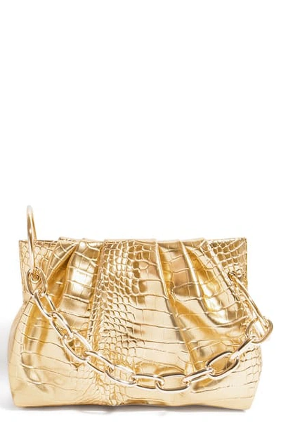 Shop House Of Want Chill Vegan Leather Frame Clutch In Gold Croco