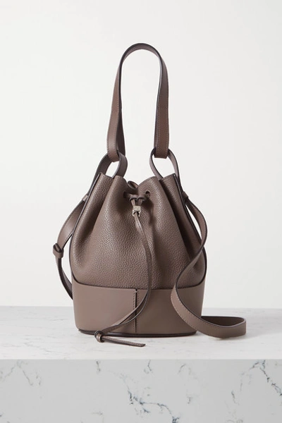 Shop Loewe Balloon Small Textured-leather Bucket Bag In Taupe