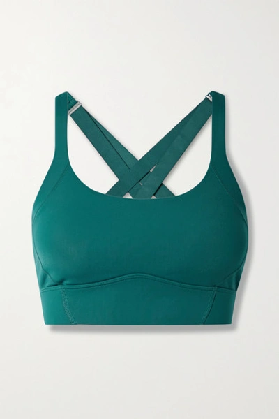 Shop All Access Shuffle Longline Stretch Sports Bra In Petrol