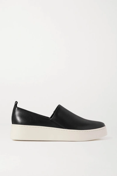 Shop Vince Saxon Leather Sneakers In Black