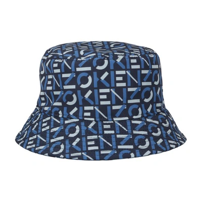 Shop Kenzo Logo Bucket Hat In Midnight Blue