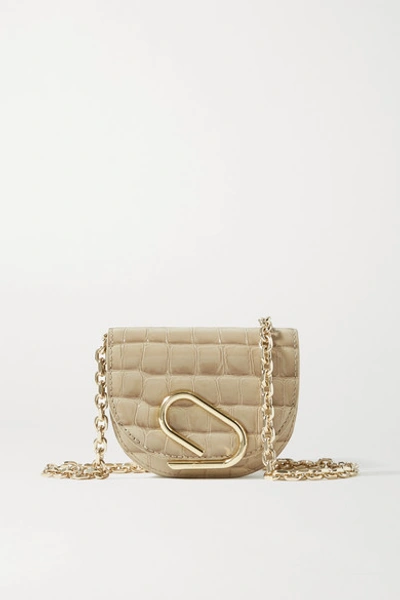 Shop 3.1 Phillip Lim / フィリップ リム Alix Mini Croc-effect Patent-leather Shoulder Bag In Beige