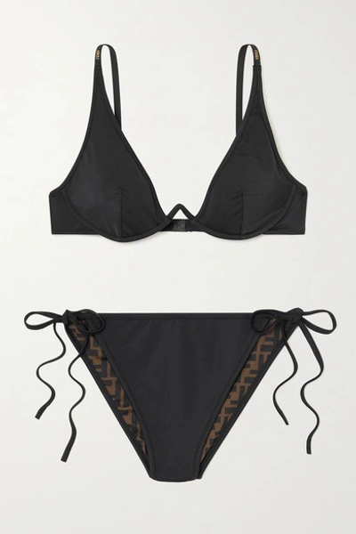 Shop Fendi Underwired Bikini In Black