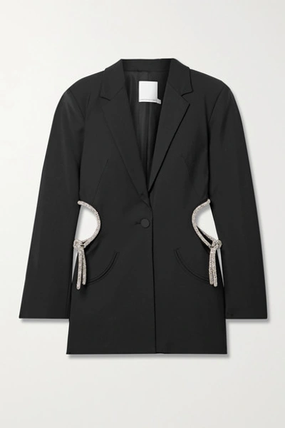 Shop Christopher Esber Crystal-embellished Cutout Wool-blend Blazer In Black