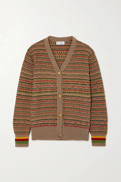 Shop Wales Bonner Jamaica Fair Isle Wool Cardigan In Camel