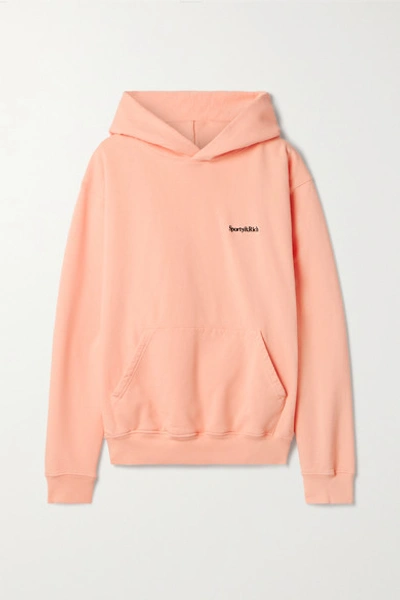 Shop Sporty And Rich Embroidered Cotton-jersey Hoodie In Pastel Orange