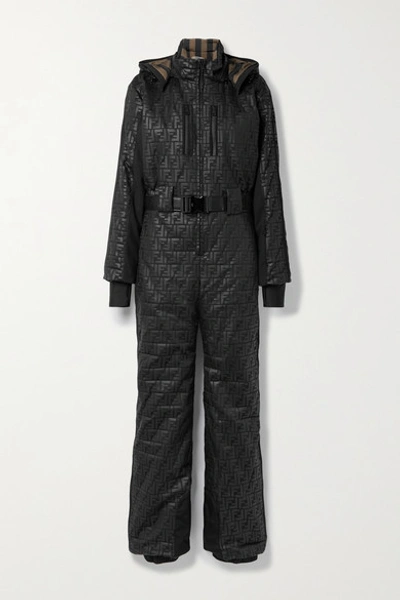 Shop Fendi Printed Padded Ski Suit In Black