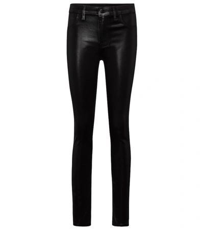 Shop J Brand Maria Coated Skinny Jeans In Black