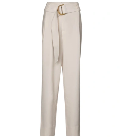 Shop Vince Belted Wide-leg Crêpe Pants In White