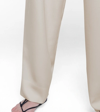 Shop Vince Belted Wide-leg Crêpe Pants In White