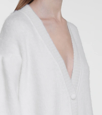 Shop Fendi Mohair-blend Cardigan In White
