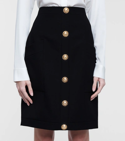 Shop Balmain Wool Skirt In Black