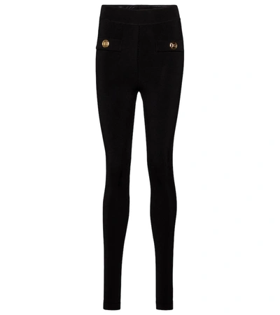 Shop Balmain Knitted Leggings In Black