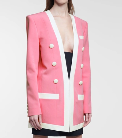 Shop Balmain Crêpe Blazer In Pink