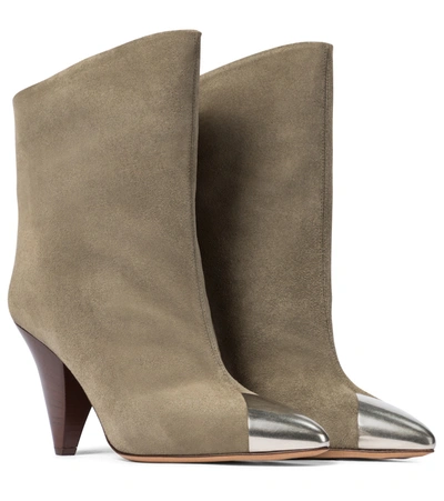 Shop Isabel Marant Lapee Suede Ankle Boots In Grey