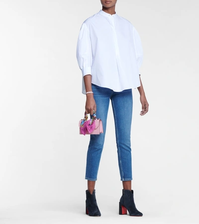 Shop Christian Louboutin Elisa Mini Leather Shoulder Bag In Pink