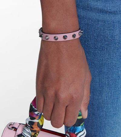 Shop Christian Louboutin Loubilink Studded Leather Bracelet In Pink