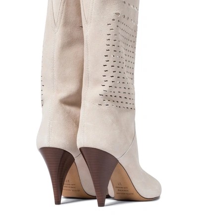 Shop Isabel Marant Lurrey Suede Knee-high Boots In White