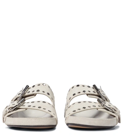 Shop Isabel Marant Lennyo Suede Sandals In White