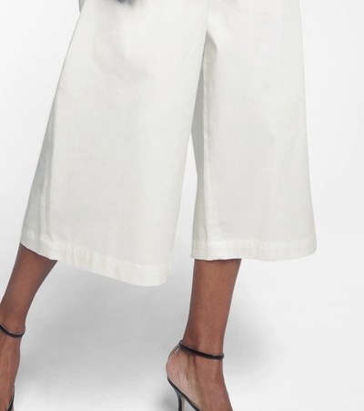 Shop Etro Stretch-cotton Wide-leg Pants In White
