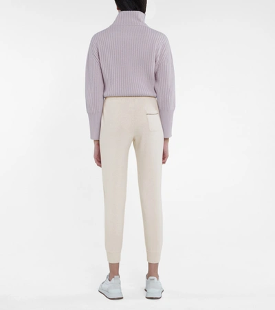 Shop Brunello Cucinelli Wool, Cashmere And Silk Trackpants In Beige