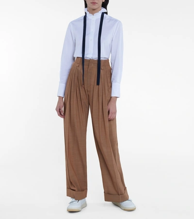 Shop Chloé High-rise Wide-leg Virgin Wool Pants In Brown
