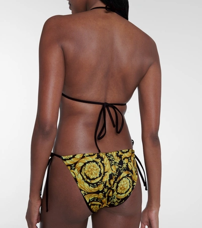 Shop Versace Barocco Bikini Bottoms In Gold