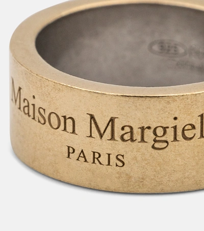 Shop Maison Margiela Logo Sterling Silver Ring In Gold