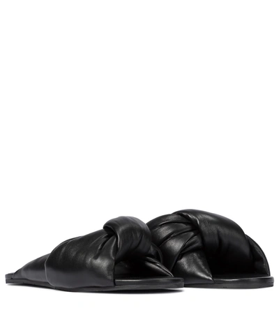 Shop Balenciaga Drapy Leather Sandals In Black