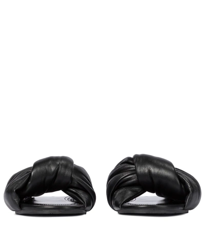 Shop Balenciaga Drapy Leather Sandals In Black