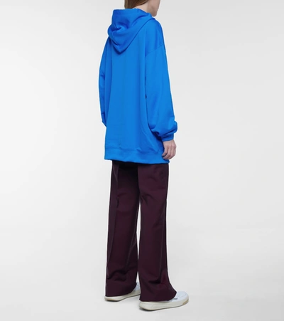 Shop Acne Studios Cotton-blend Jersey Hoodie In Blue