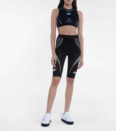 Shop Off-white High-rise Stretch-jersey Shorts In Black