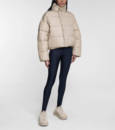 Balenciaga Bb Oversized Cropped Hooded Quilted Shell Jacket In Neutrals