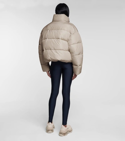 Balenciaga Bb Oversized Cropped Hooded Quilted Shell Jacket In Neutrals