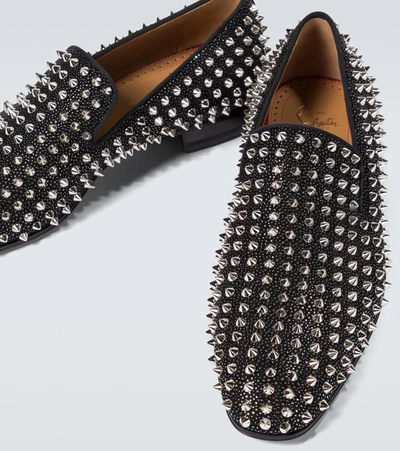 Christian Louboutin Black Suede Rollerboy Spikes Loafers In Nocolor |  ModeSens
