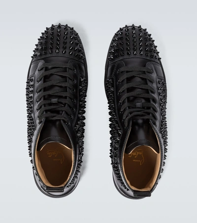 Shop Christian Louboutin Louis Spikes Sneakers In Black